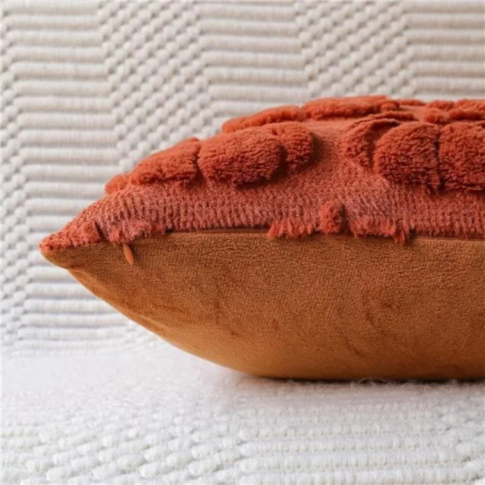 Fall Pumpkin Pillow Covers 18x18 Set of 2 Plush Faux Fur Farmhouse Thanksgiving